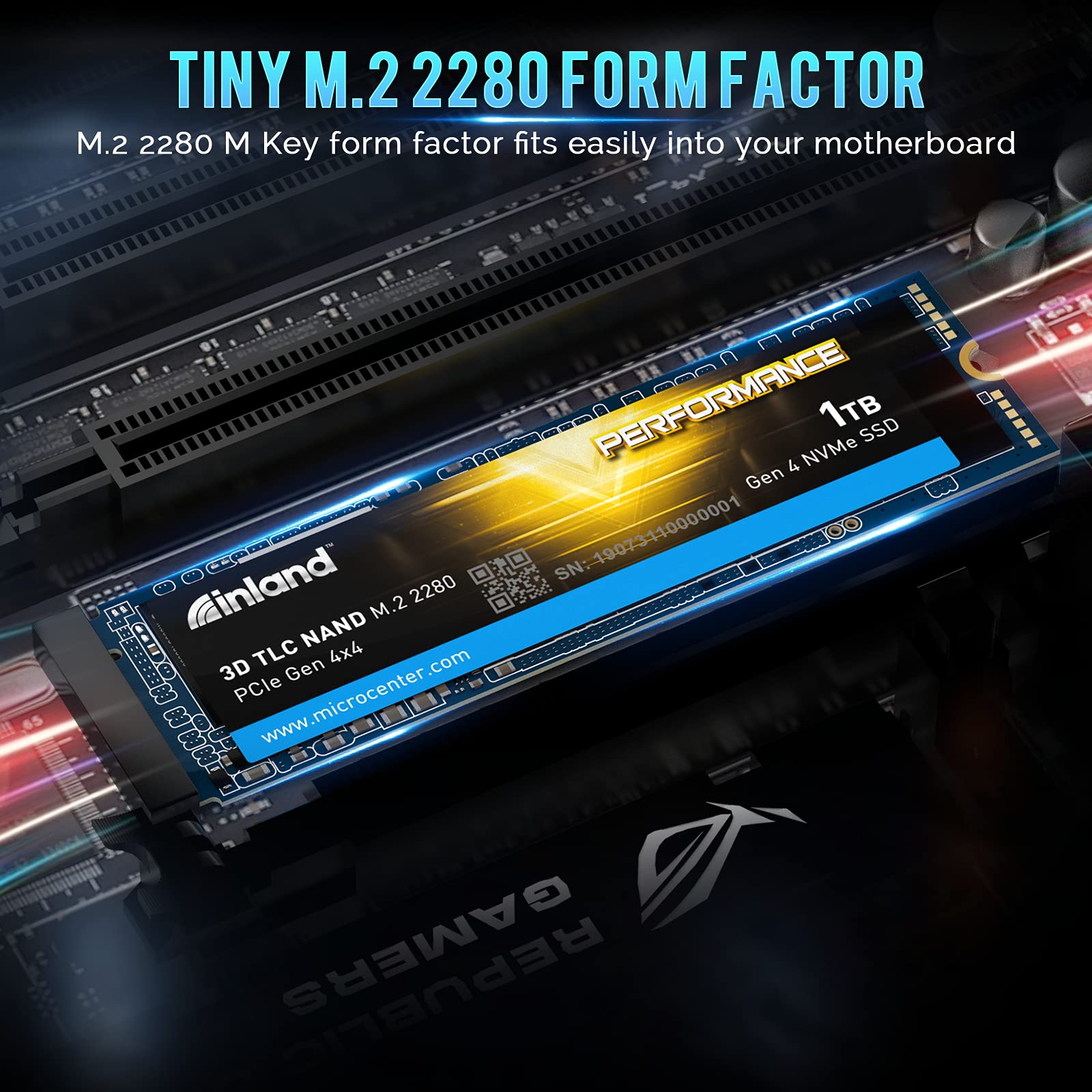 INLAND Performance SSD 1TB PCIe 4.0 M.2 Internal Solid-State Drive NVMe Gen4 x 4 with DRAM Up to 5,000 MB/s, 1,800 TBW 3D TLC NAND