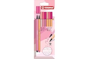STABILO Premium Felt Tip Pens & Fineliner Pen 68 Point 88 - Shades of Pink - Pack of 8