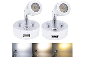 WTNYOU RV Lights Interior Fixture, 12V LED with USB Port RV Reading Light Dimmable Touch Bedside Light Warm White for Camper Trailer Caravan Truck Boat Motorhome Lighting