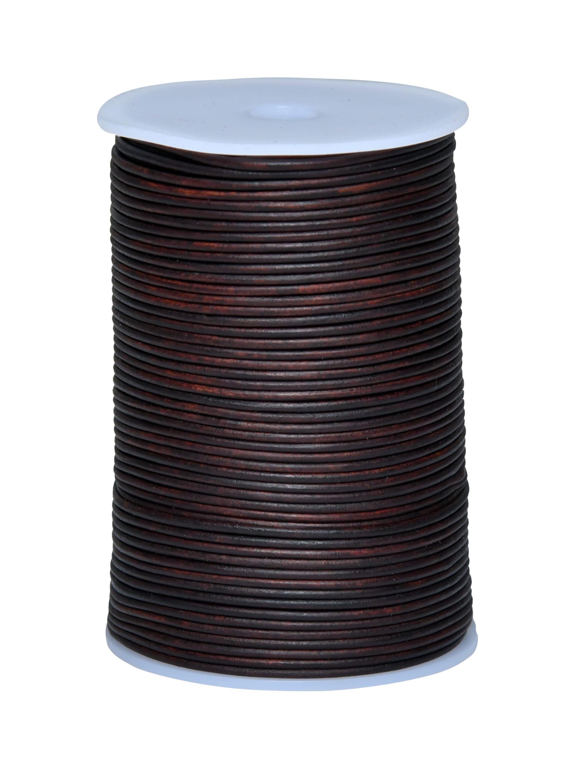 Cords Essentials Round Genuine Leather String Cord, Rope for Jewelry Making, Necklaces, Bracelets, Kumihimo Braiding, Wraps, Crafts and Hobby Projects (Distressed Light Brown, 2.0 MM)