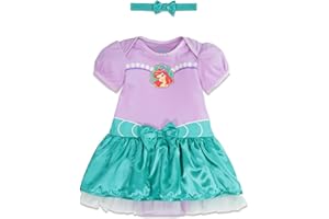 Disney Princess Ariel Cinderella Belle Snow White Baby Girls Dress and Headband Newborn to Infant