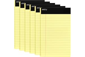 Emraw Jr. Legal pad, legal/wide Ruled Writing Pad. Perforated Edge. 5" X 8" Canary Yellow, Universal, Junior Size 50 sheets per Pad (Pack of 6)