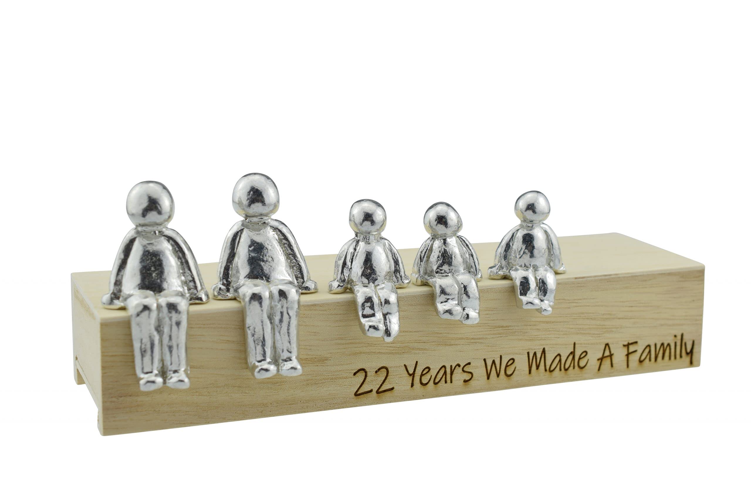 22nd Anniversary Idea - 22 Years We Made A Family Metal Ornament - Choose Your Family Combination Box & Woodgrain May Vary(3 Children)