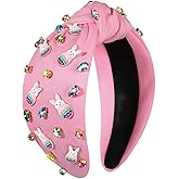 YAHPERN Easter Headbands for Women Colorful Easter Egg Carrot Bunny Headband Embellished Crystal Rhinestone Wide Top Knot Headband Easter Outfits Accessories Spring Holiday Headwear Gifts (Bunny 3)