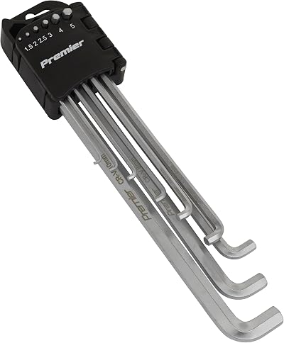 Sealey AK7174 9Pc Hex Key Set Extra-Long Stubby Element Metric 1.5-10mm