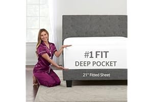 DEALUXE Deep Pocket Twin Fitted Sheet – 17” - 21” Inch + Extra Deep Pocket Fitted Sheet Only - 1 Fitted Bed Sheet with Deep Pockets for Pillow Top Mattress Soft Twin Size Fitted Sheets White
