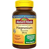 Nature Made High Absorption Magnesium Glycinate 300mg per 3 Capsules, Magnesium Supplement for Muscle, Heart, Nerve and Bone 