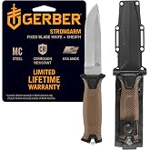 Gerber Gear StrongArm Magnacut - Fixed Blade Survival Tactical Knife for Camping, Outdoor, Hunting - Ergonomic Utility Tool with Sheath - Made in USA - Coyote Brown, Plain Edge