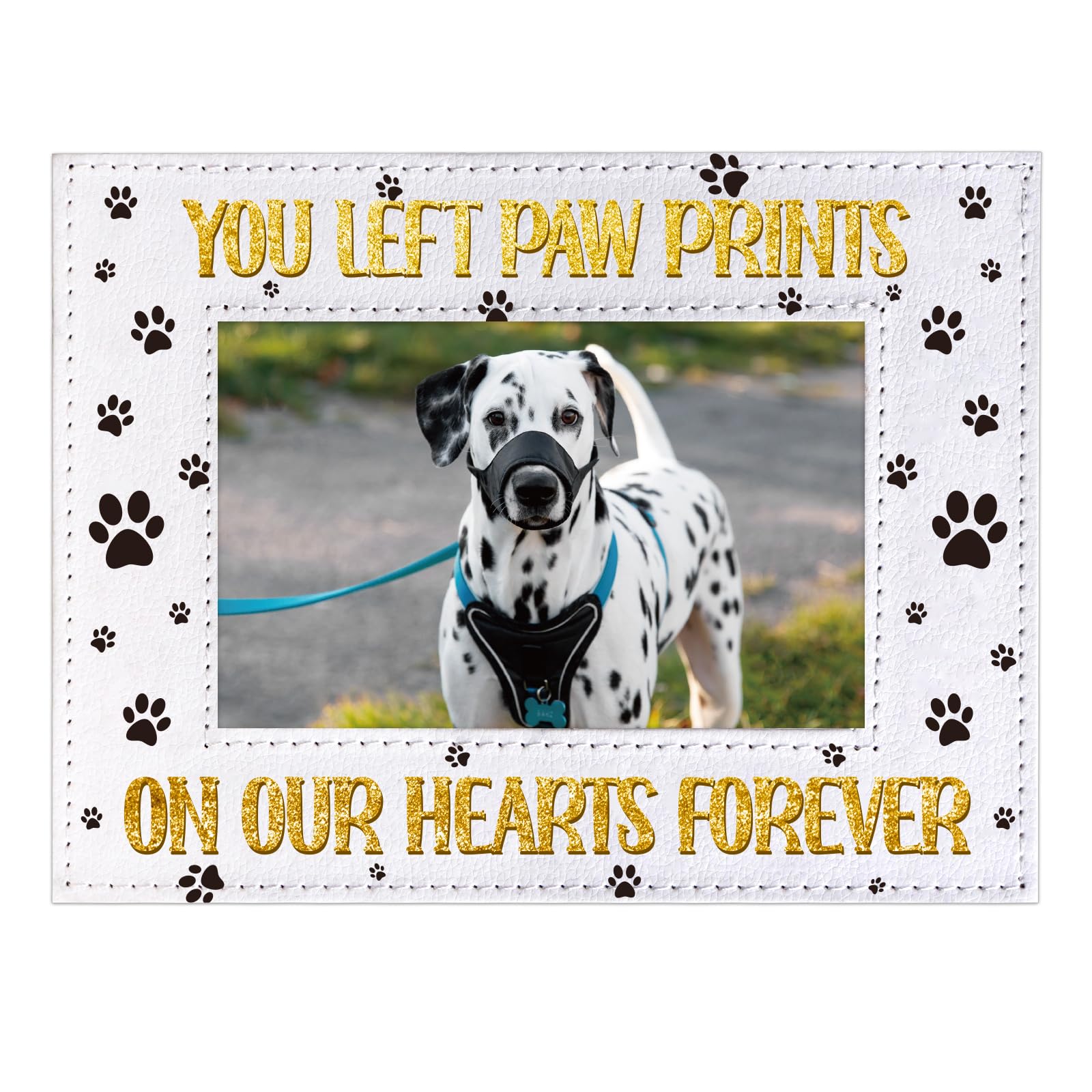 Photo 1 of FLYAB Dog Memorial Picture Frame You Left Paw Prints On Our Hearts Forever Wood Pet Memorial Photo Frame Dog mom Gift ympathy Remembrance Gifts for Loss of Dog Puppy Cat Pet