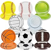 40Pcs Sports Party Plates Decorations 9" Paper Plates Disposable Dinner Birthday Plates Sports Theme Event Game Day Party for Kids Men Birthday Party Supplies