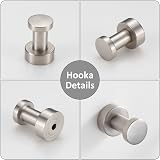 bgl Brushed Nickel Towel Hooks Set of 5 Brass Wall Hooks Self-Adhesive or Screws view 5
