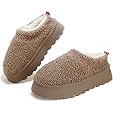 Dscoryar Women's Platform Fuzzy Slippers, Warm Winter Snow Mini Boots with Memory Foam, Fur Fleece Lined House Shoes Indoor and Outdoor