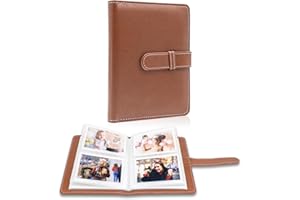 HEAROO 64 Pockets Photo Album Book for 2x3 Inch Film - Mini Small Albums for Fujifilm Instax Mini Instant Camera, for Polaroid Hi-Print Pictures (Brown)