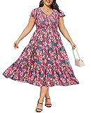 2025 Women's Plus Size Casual Dress V Neck Short