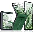 BSNRM for Motorola razr+ Plus 2024 Case, Built-in Screen Protector& Hinge Protection & Ultra Thin PU Leather Matte PC Shockproof Phone Cover Smartphone Case for Moto Razr Plus 2024 (Green)