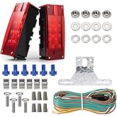 CZC AUTO Exclusive 12V LED Low Profile Submersible Rectangular Trailer Light Kit Tail Stop Turn Running Lights for Boat Trail