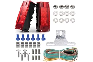 CZC AUTO Exclusive 12V LED Low Profile Submersible Rectangular Trailer Light Kit Tail Stop Turn Running Lights for Boat Trail