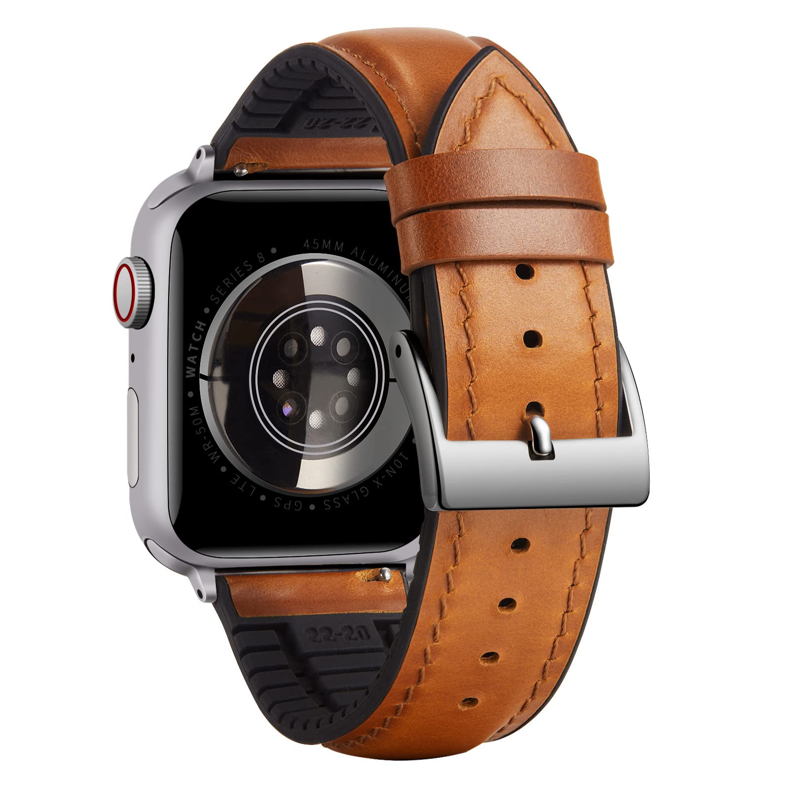 BINLUN Compatible with Apple Watch Strap 38mm 40mm 41mm 42mm Oil Wax Leather and Breathable Silicone Hybrid Replacement Band Compatible with iWatch Straps Ultra SE SE2 Series 11/10/9/8/7/6/5/4/3/2/1