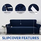 MAXIJIN Jacquard Extra Large Sofa Cover 4 Seater Navy Blue Non Slip view 3