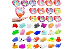 GRASTFU 28 Pack Valentines Day Gifts for Kids School with Mochi Squishes Filled Heart Valentines Cards for Kids Classroom, Valentines for Kids Class Valentines Exchange Cards Party Favors Exchange Gift Set