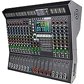 Yamnweo MD-14 14-Channel Professional Audio Mixer, 99 DSP Effects, LED Display, Bluetooth USB, 48V Power, 9-Band EQ, Noise Reduction, For Stage, DJ, Live &amp; Studio Use