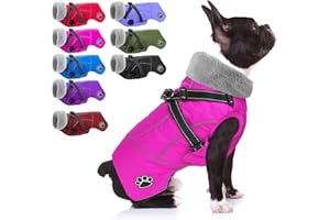 Doglay Dog Coat with Harness, Reflective Warm Dog Jacket Waterproof Puppy Winter Coat for Cold Weather, Adjustable Fleece Jacket for Small Medium Large Dogs