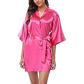 ABC-STAR Women's Short Satin Kimono Robe for Wedding Bridal Party Bridesmaid Robe Sleepwear