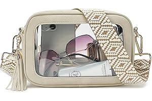 LOXOMU Clear Crossbody Bag Stadium Approved - Waterproof Clear Purses for Women Stadium Bag with Adjustable Guitar Strap