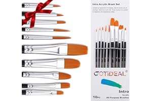 GOTIDEAL Paint Brush Set, 10 Pcs Round Pointed Tip, Small Nylon Hair Brushes for Acrylic, Oil and Gouache，Body, Face Nail Art and Rock Painting, Perfect for Kids & Adult