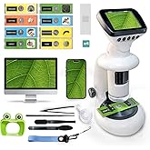 GEMUFO Microscope for Kids with 12 Slides, 200X-1000X,2.4" Screen Digital Handheld Kids Microscope Kit, Portable Pocket Removable Miniscope Science Toys Gifts for for 3 4 5 6 7 8 9 10 11 12 Year Old