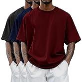 Riyiper 3 Pack Men's Big and Tall Shirts Half Sleeve Cotton Tee Crew Neck Elbow Length Top Casual Loose Fit T Shirts