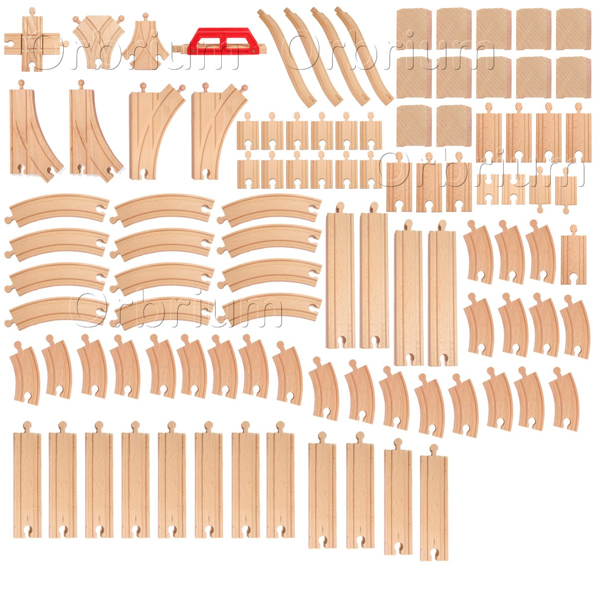 Orbrium Toys Multi Level Deluxe 100 Piece Wooden Train Track