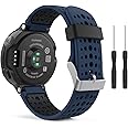 MoKo Watch Band Compatible with Garmin Forerunner 235, Soft Silicone Replacement Watch Band fit Garmin Forerunner 235/235 Lite/220/230/620/630/735XT/Approach S20/S6/S5 - Midnight Blue & Black