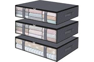 Baoswi Storage Bins Clothes Storage, Foldable Blanket Storage Bags, Under Bed Storage Containers for Organizing, Clothing, Be