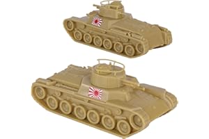 BMC CTS WW2 Japan Chi-Ha Tanks - Tan 2pc 1:38 Plastic Army Men Japanese Vehicles