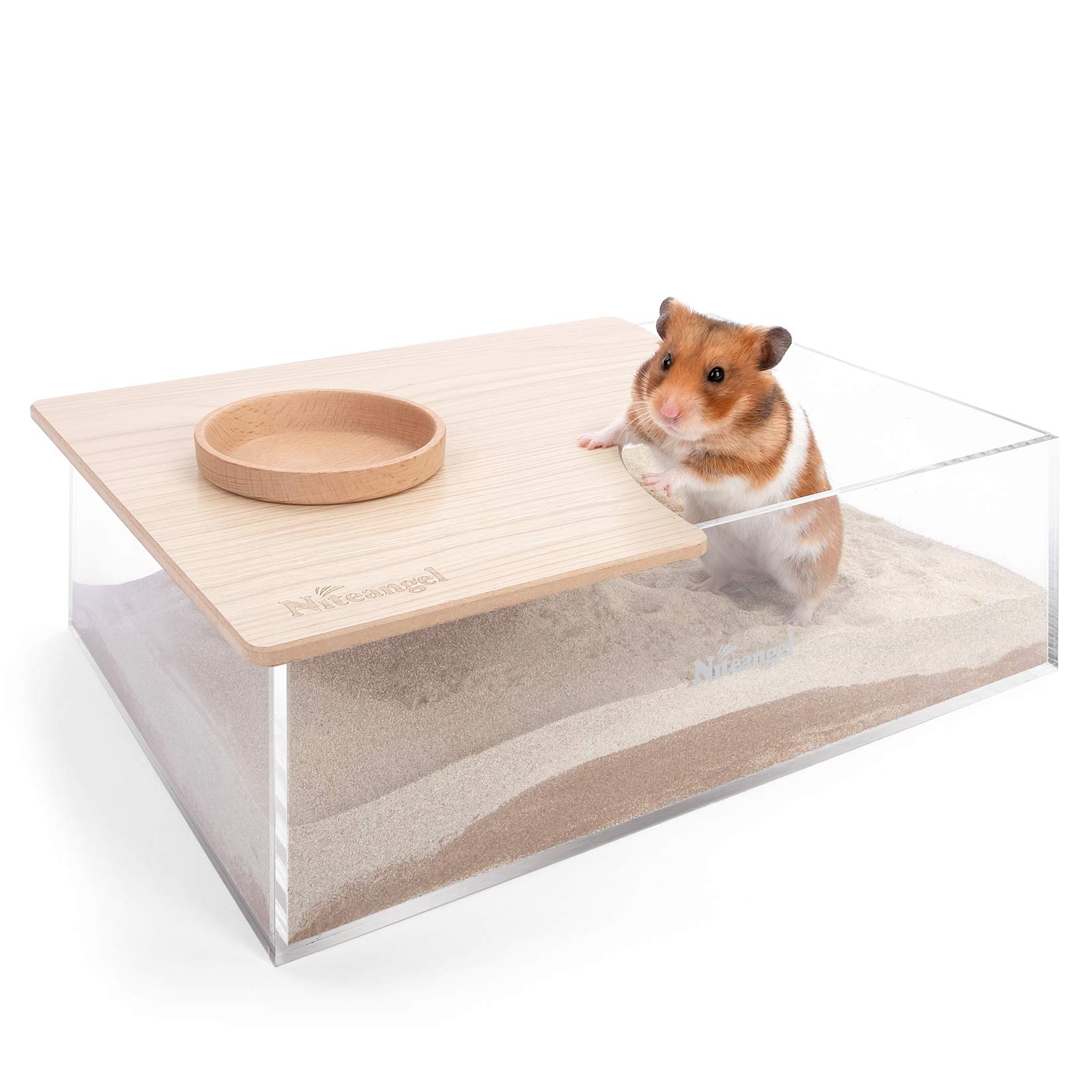 Photo 1 of Niteangel Animal Sand-Bath Box: - Acrylic Critter's Sand Bath Shower Room & Digging Sand Container for Hamsters Mice Lemming Gerbils or Other Small Pets (Rectangle, Burlywood)