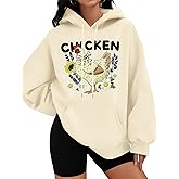 SFHFY Chicken Sweatshirt for Women: Chicken Mom Shirt Lightweight Animal Lover Hoodie Drawstring Country Farm Tops