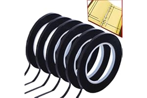 MONOCHEF 6pcs 3mm 1/8 inch Lightning Width Graphic, 108 Feet Feet Long per Roll, Whiteboard Pinstripe Tape Grid Marking Gridding Self Adhesive Artist Tape Black