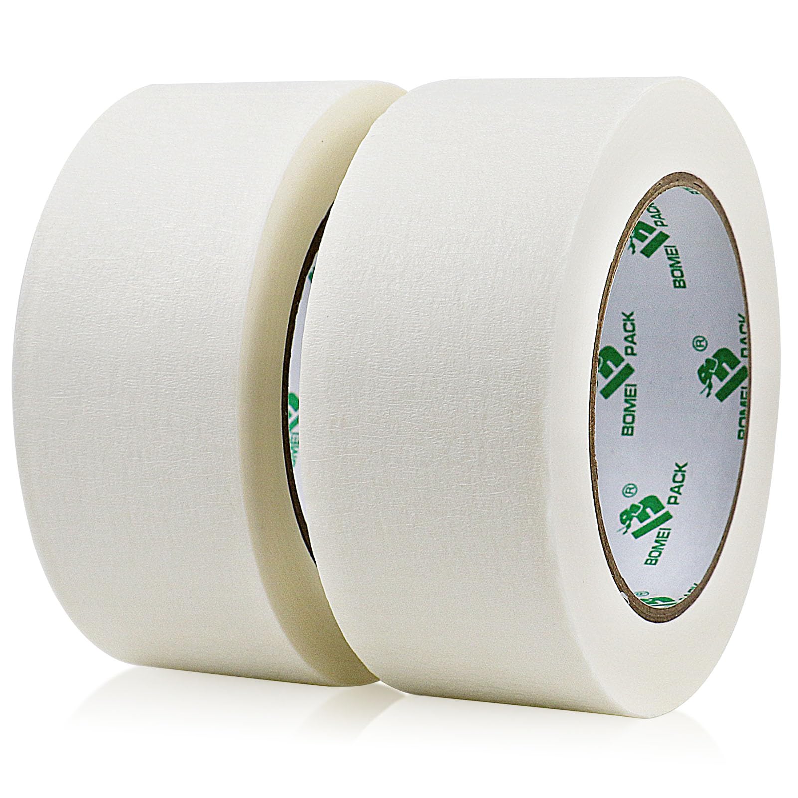 BOMEI PACK 2 Rolls White Masking Tape 48mm x 50m Artist Painters Tape,DIY Crafts Decoration Masking Paper Tape for Painting Frame Lines Layout shaping