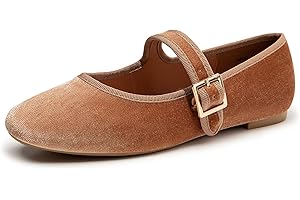 Trary Women's Ballet Flats,Square Toe Velvet Mary Jane Shoes Women,Comfortable Dress Shoes for Women Dressy