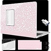 MEEgoodo Case for MacBook Air 15 inch M4/M3/M2 2025 2024 2023, Case Fit Model (A3241/A3114/A2941) for MacBook Air 15-inch, Laptop with Keyboard & Camera Cover & OTG Adapter, Pink Composition Book