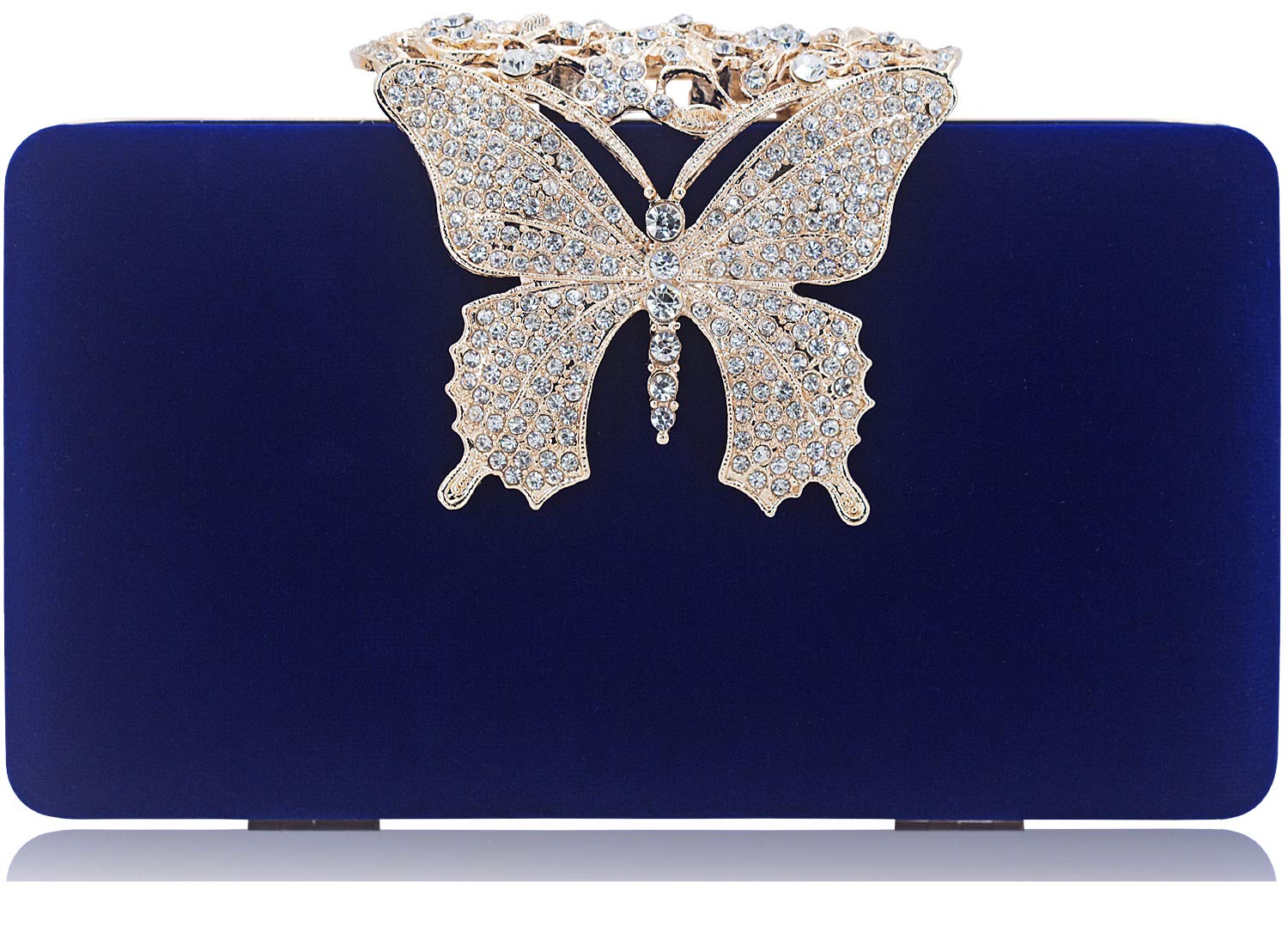DEXMAY DMDexmay Rhinestone Clutch Bag with Crystal Butterfly Clasp Women Evening Handbag Formal Party Purse
