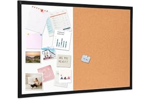 WALGLASS Dry Erase and Bulletin Boards Combo, 18"x24", Magnetic White Board Cork Board for Wall, Whiteboard & Corkboard Combination with Aluminum Frame, for Home, Classroom, Office