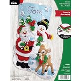 Bucilla, Santa's Gathering, Felt Applique Christmas Stocking, 18", 89308E