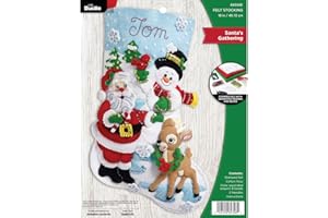 Bucilla, Santa's Gathering, Felt Applique Christmas Stocking, 18"