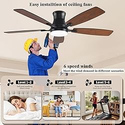 FUMLTP Ceiling fans with Lights, 54 In RGB Low