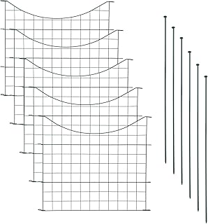 Teichzaun Set mit 5 Zaunelementen und 6 Befestigungsstäben, Welpanauslauf, Metall, Gartenzaun, Freigehege, Teich, Zaun, Set, 5 Elemente, Gitterzaun (Unterbogen)