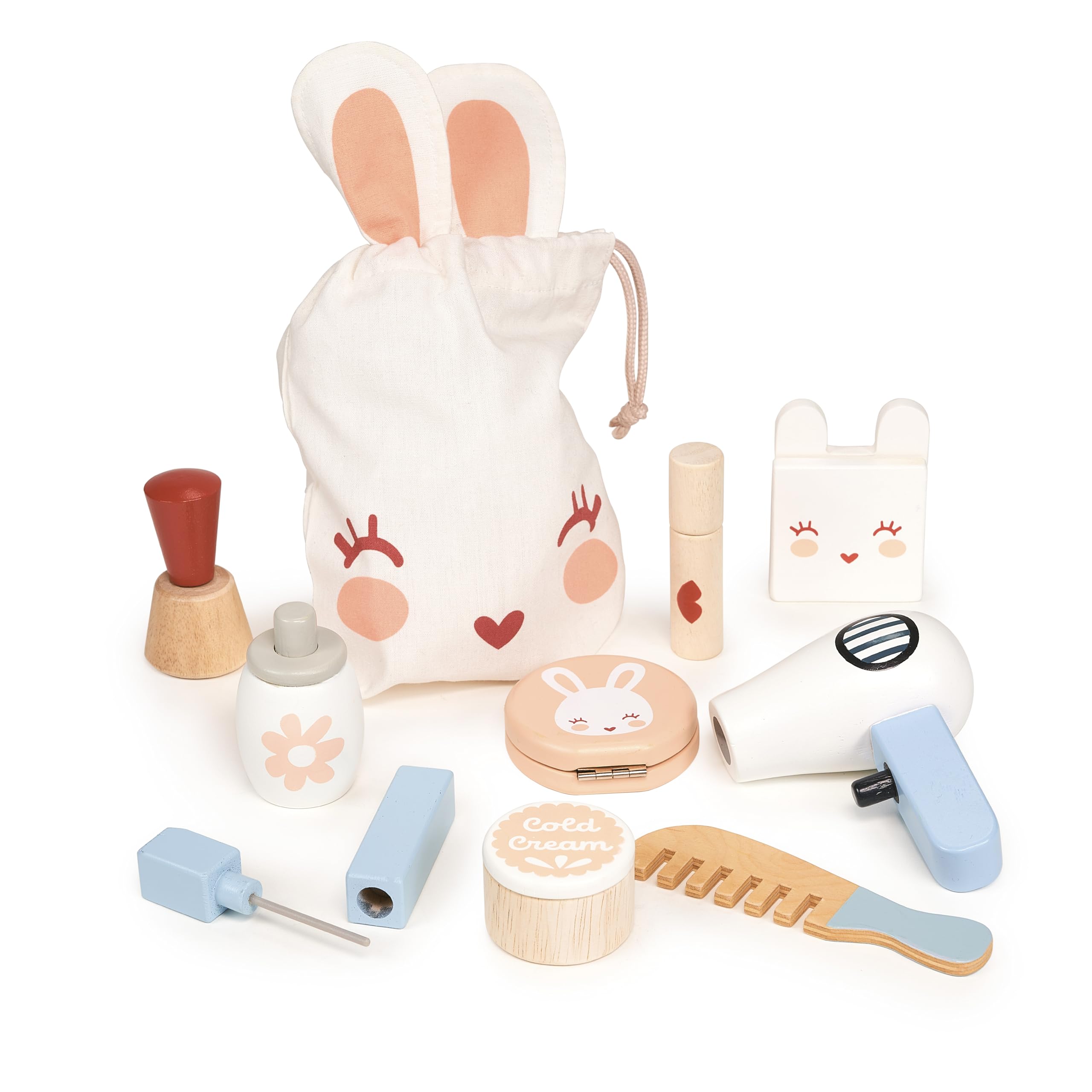 Mentari Wooden Toy Bunny Make Up Set - Pretend Play Vanity Set For Children Ages 3+