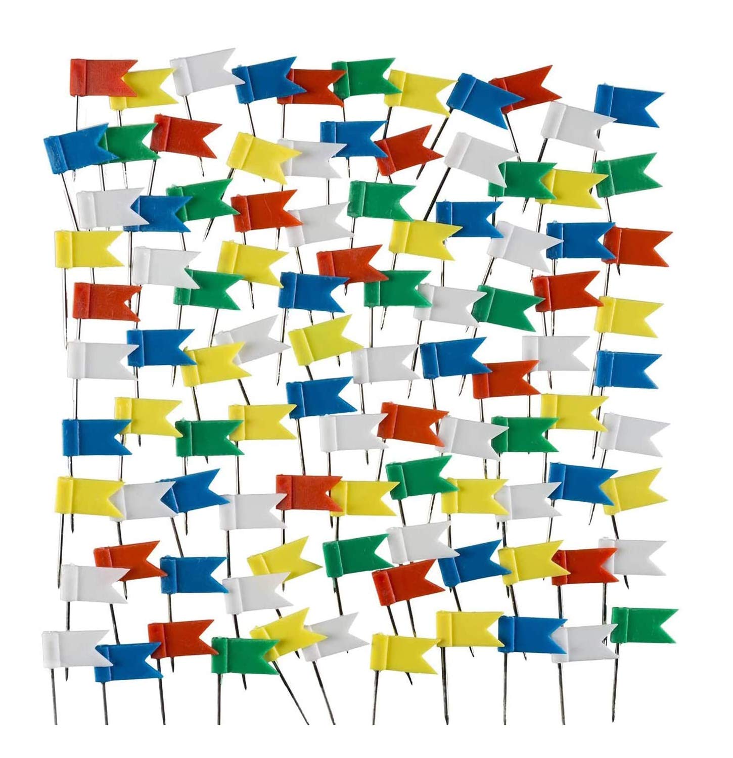 Map Flag Push Pins,Travel Map Pins 100 Pack Colored Thumb Tacks with Flags Plastic Head for Travel Map Cork Board Bulletin 7 Random Colours