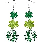 St. Patrick's Day Earrings Shamrock Earrings for Women, Irish Shamrock Acrylic Dangle Earrings for Women St Patrick's Day Accessories